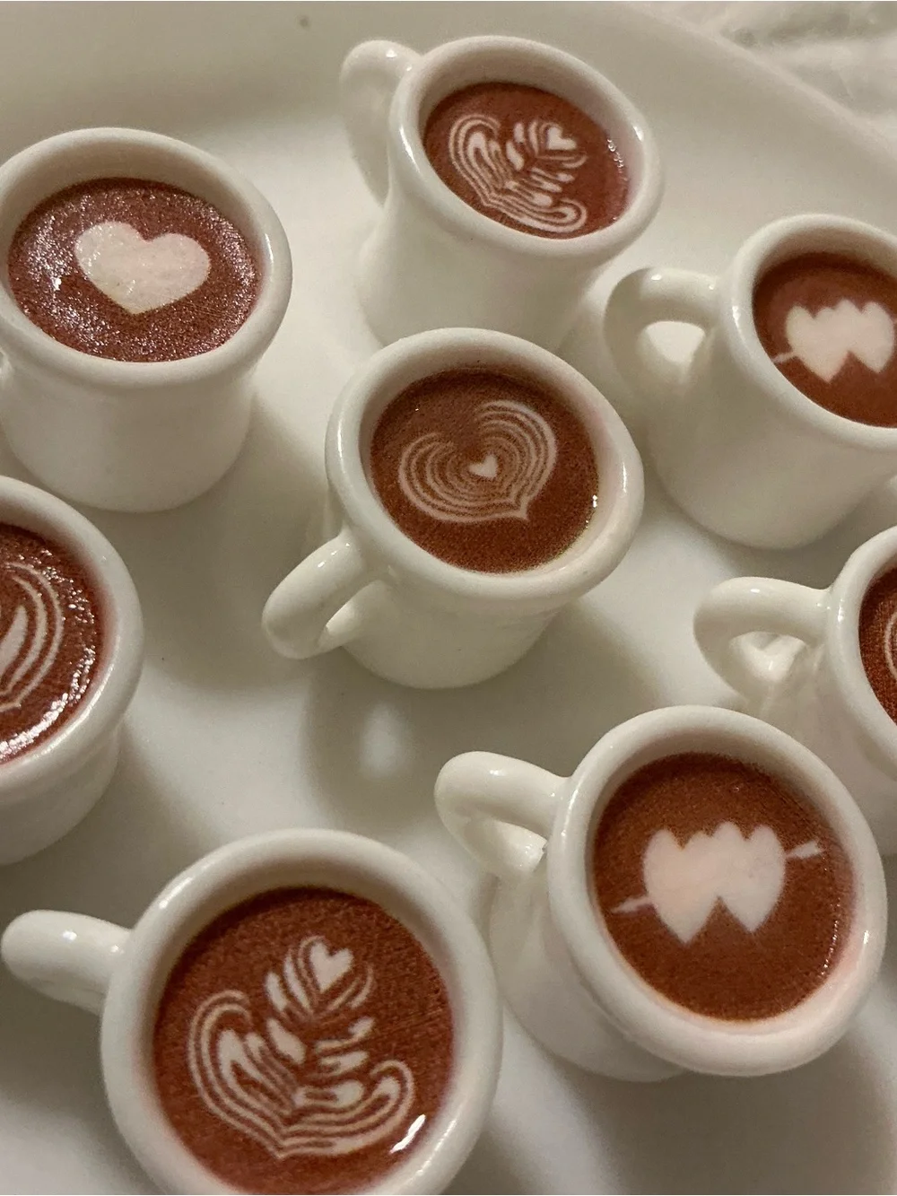Lot of 8 mini dollhouse accessories hot chocolate, coffee, espresso, latte heart